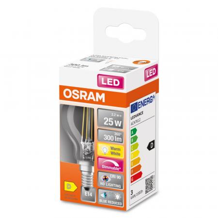 6er Sparpack OSRAM E14 SUPERSTAR+ CLASSIC LED Lampe dimmbar 2,2W wie 25W 2700K warmweißes Licht matt hervorragende Farbwiedergabe CRI > 90